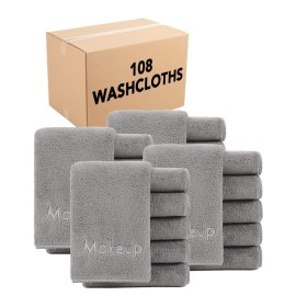 Arkwright Makeup Towels - Bulk Case of 108 - Ultra Soft & Gentle Microfiber Coral Fleece Washcloth Face Make Up Remover, Reusuable Eraser Cloth Essentials for Hosts & Artists, 13 x 13 in, Grey