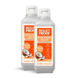 Bulletproof Brain Octane C8 MCT Oil, 32 Ounces (Pack of 2), Keto Supplement for Sustained Energy and Metabolism Support, Packaging May Vary