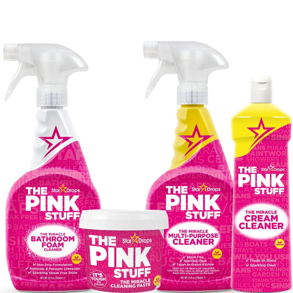Stardrops - The Pink Stuff - Miracle Cleaning Ultimate Bundle - Paste, Multi-Purpose Spray, Bathroom Foam Spray, and Cream Cleaner - Ideal for Kitchens, Bathrooms, Outdoors, and More