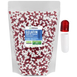 XPRS Nutra Size 00 Empty Capsules - 5000 Count Empty Gelatin Capsules - Pills DIY Capsule Filling - Fillable Pill Gel Caps for Do It Yourself Supplements (Clear Red/White)