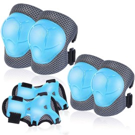BOSONER Basic Kids Protective Gear: Kids Knee Pads and Elbow Pads with Wrist Guards Set for 3-15 Years - Design for Roller Skates, Cycling, BMX Bike, Skateboard, Inline Skating, Scooter Riding Sports