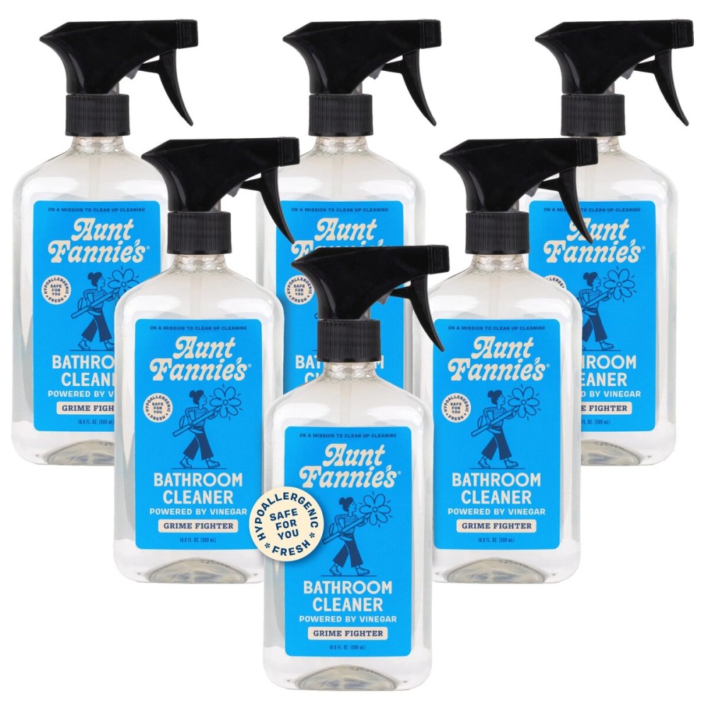 Aunt Fannie\'s All Purpose Bathroom Cleaner Vinegar Spray for Shower, Tub, Toilet, Tile, Sink and Fixtures, 16.9 Ounces (Pack of 6)
