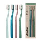 Jordan Green Clean Manual Toothbrush - Sustainable, Scandinavian Design, Soft Bristles, Mixed Colors, 4 Units