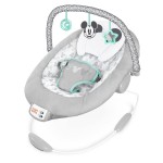 Bright Starts Mickey Mouse Comfy Disney Baby Bouncer in Cloudscapes Includes -Toy Bar with 3 Cute Toys, Plays 7 Soothing Melodies w/Auto Shut-Off, Age 0-6 Months