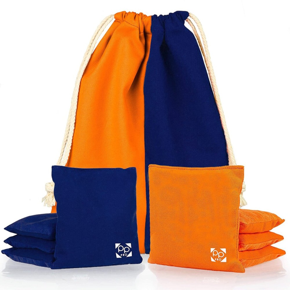 Play Platoon Professional Cornhole Bags - Set of 8 Regulation All Weather Two Sided Improved Bean Bags for Pro Corn Hole Game - 4 Orange & 4 Navy Blue