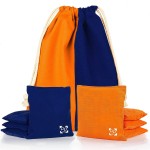 Play Platoon Professional Cornhole Bags - Set of 8 Regulation All Weather Two Sided Improved Bean Bags for Pro Corn Hole Game - 4 Orange & 4 Navy Blue