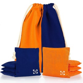 Play Platoon Professional Cornhole Bags - Set of 8 Regulation All Weather Two Sided Improved Bean Bags for Pro Corn Hole Game - 4 Orange & 4 Navy Blue