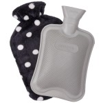 HomeTop Premium Classic Rubber Hot or Cold Water Bottle with Soft Fleece Cover (Space Black)