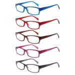 VIDEBLA 5 Pack Computer Reading Glasses Men and Women Anti Eyestrain Blue Light Blocking Glasses for Reading (Mixed colours, 3.50)