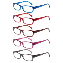 VIDEBLA 5 Pack Computer Reading Glasses Men and Women Anti Eyestrain Blue Light Blocking Glasses for Reading (Mixed colours, 3.50)