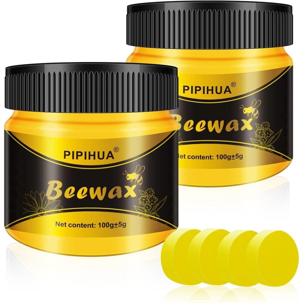 PIPIHUA Beeswax Polish and Conditioner for Wood Furniture - Waterproof & Restorer Wood Wax, Multipurpose Beeswax Furniture Polish and Cleaner for All Types and Colours(2100g with 4 Sponges)