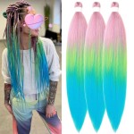 Pink Green Blue Braiding Hair Pre Stretched Colorful Synthetic Yaki Ez Braid Braiding Hair