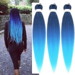 Blue Braiding Hair Pre Stretched Synthetic Hair for Braiding Fake Hair Braiding Blue
