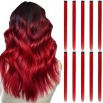 RINBOOOL Red Hair Extensions Clip in, 22 Inch 10 Pieces Long Straight Colored, for Women Kids Girls Highlight Party, Synthetic