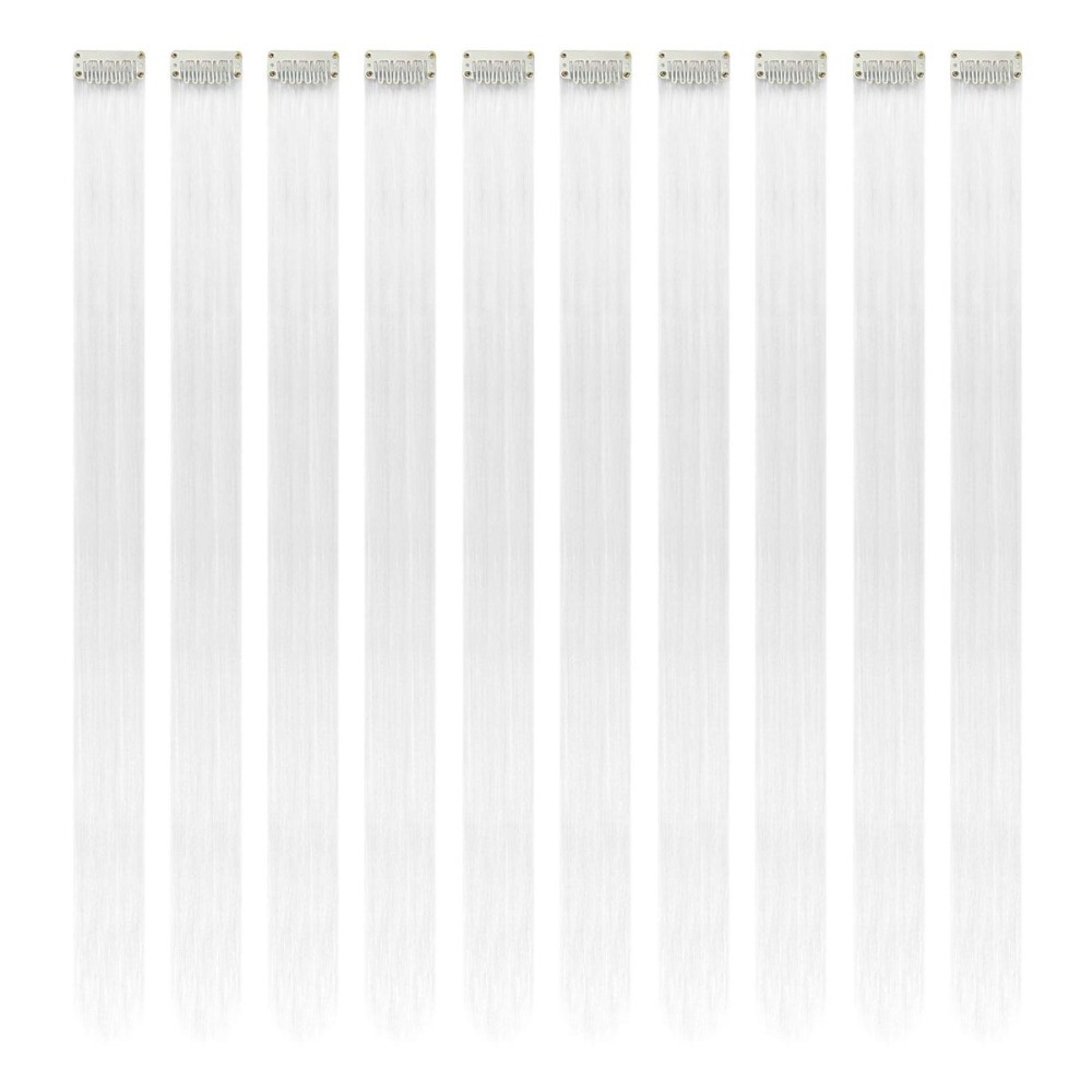 RINBOOOL White Hair Extensions Clip in, 22 Inch 10 Pcs Long Straight Colored, for Kids Girls Women Highlights Party, Synthetic