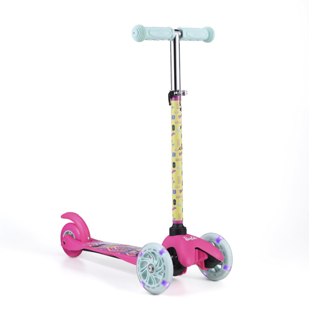 Barbie Self Balancing Kick Scooter with Light Up Wheels, Extra Wide Deck, 3 Wheel Platform, Foot Activated Brake, 75 lbs Limit, Kids & Toddlers Girls or Boys, for Ages 3 and Up