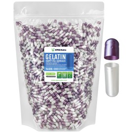 XPRS Nutra Size 00 Empty Capsules - 5000 Count Empty Gelatin Capsules - Pill DIY Capsule Filling - Fillable Pills Gel Caps (Purple Pearl/White)