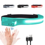 EGUKU Headlamp Rechargeable, Rechargeable LED Headlamps 1200Lumens 2 COB 230Wide Beam Headlight with Motion Sensor Bright 5 Modes Lightweight Waterproof Head Lamp for Outdoor Running, Camping Hiking