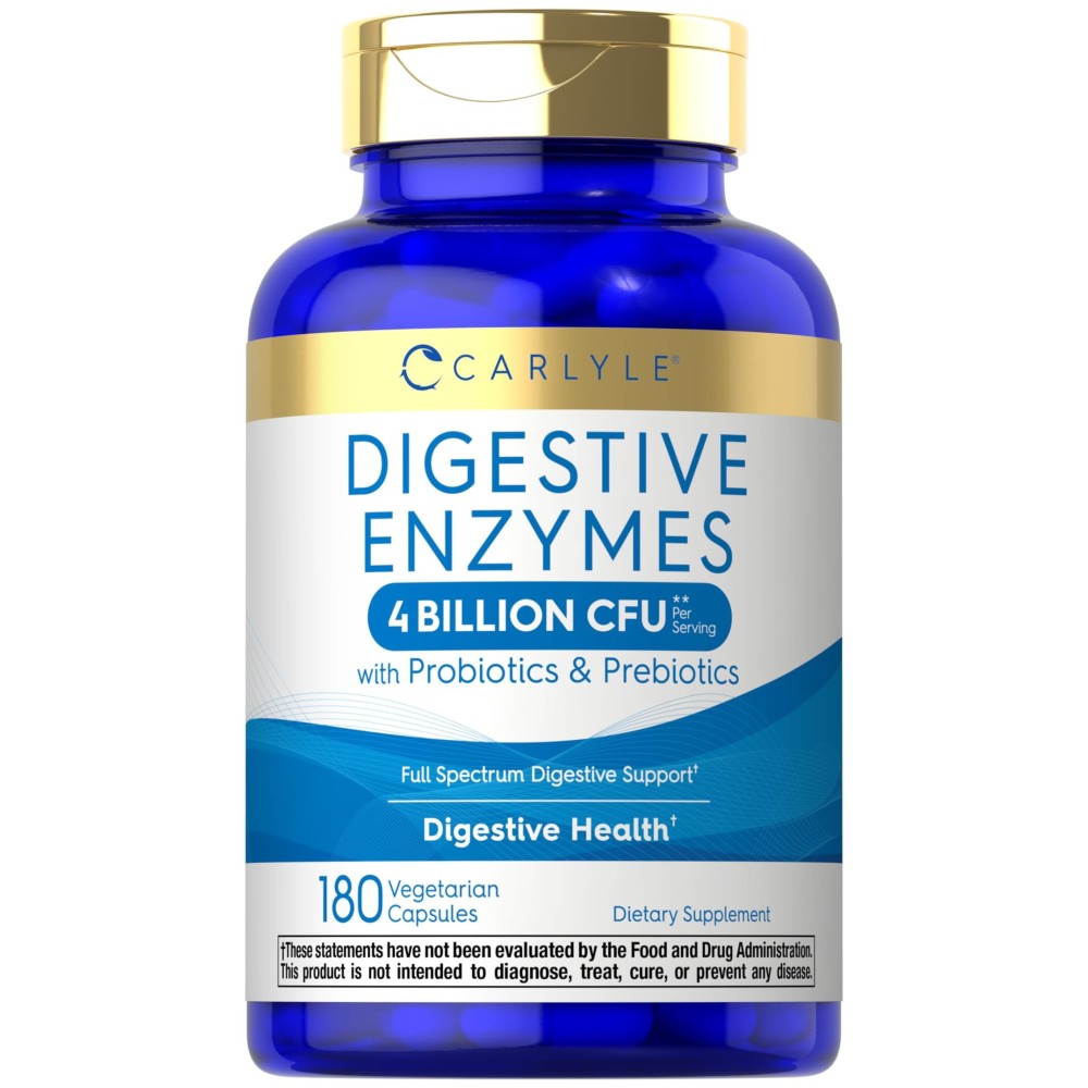Carlyle Digestive Enzymes | with Probiotics & Prebiotics | 180 Capsules | Non-GMO and Gluten Free Supplement for Men & Women