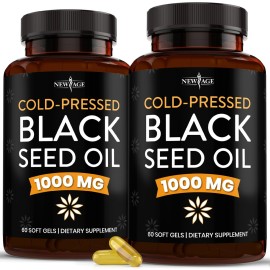 NEW AGE Black Seed Oil Softgel Capsules - Premium Cold-Pressed Nigella Sativa Producing Pure Black Cumin Seed Oil - Non-GMO & Vegetarian (120 Softgels)