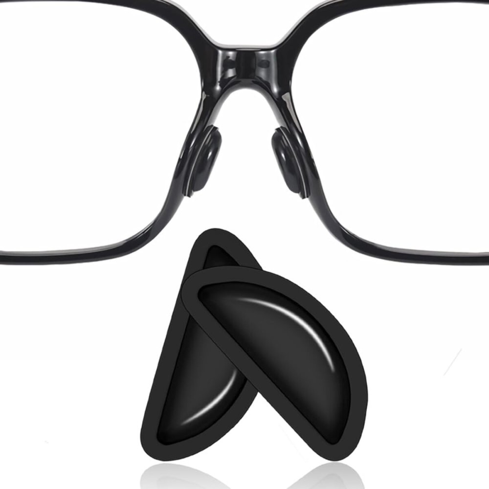 Mr.ZzjOOj Adhesive Eyeglasses Nose Pads, Soft Silicone Heightened Air Chamber Nose Pads for Plastic Frame Glasses, 12 Pairs (Black)