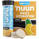 Nuun Energy Electrolyte Tablets with Ginseng, Caffeine from Green Tea Extract, Vitamin B12, B6, B5, Magnesium & 4 Other Electrolytes, Gluten Free & Vegan, Tropical Punch, 8 Pack (80 Servings Total)