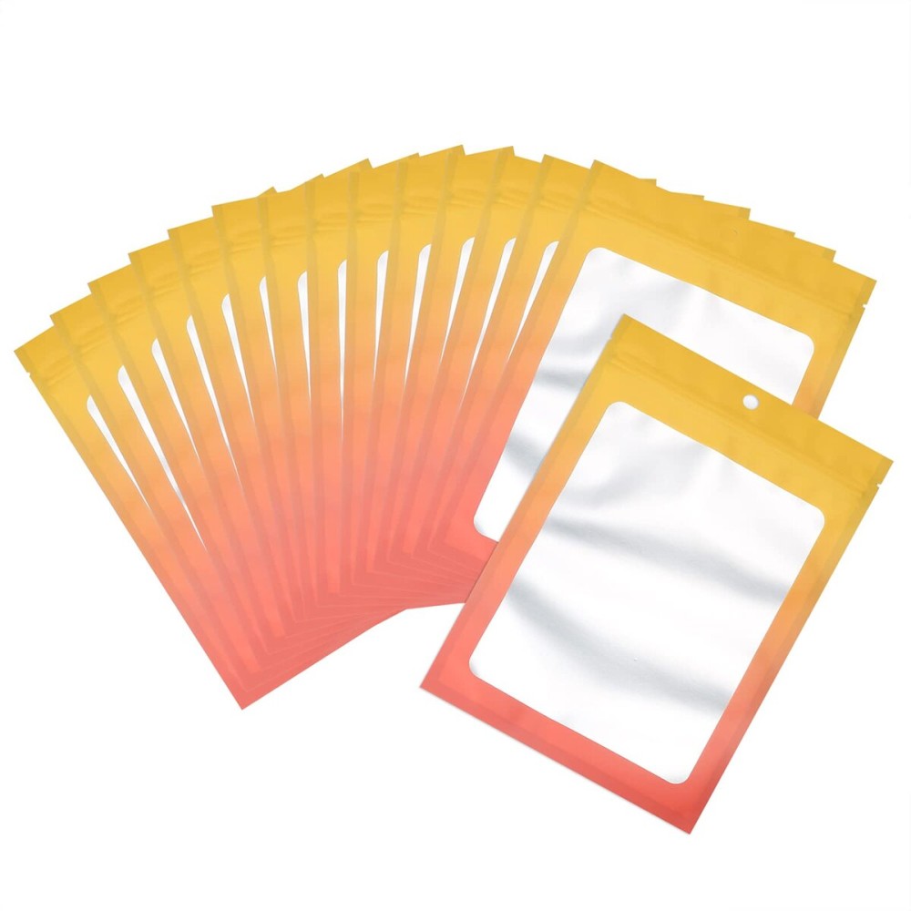 100 Pcs Resealable Mylar Bags, Gradient Color Food Storage Bags, Zip Bag Foil Bags Packaging Pouch for Food Storage, Sample, Small Business (Yellow Orange, 2.7 X 3.9 Inch)