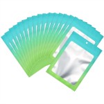 100 Pcs Resealable Mylar Bags, Gradient Color Food Storage Bags, Zip Bag Foil Bags Packaging Pouch for Food Storage, Sample, Small Business (Blue Green, 3.1 X 4.7 Inch)