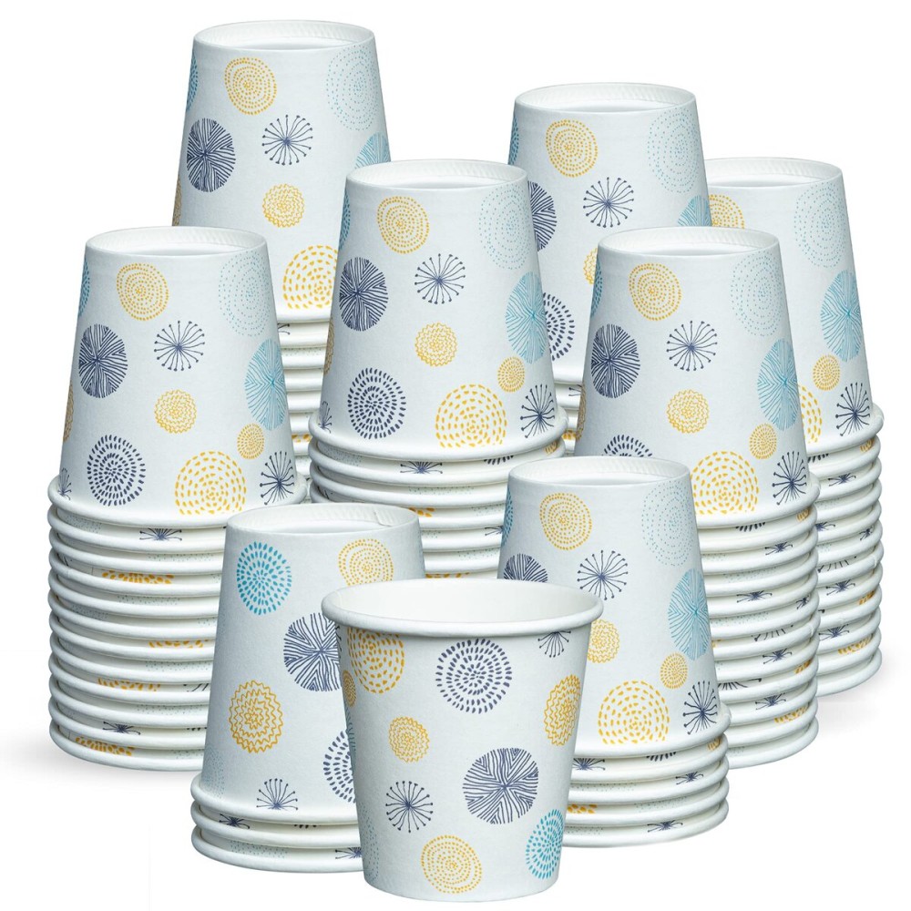 GUSTO [3 oz. - 300 Count Small Paper Cups, Disposable Mini Bathroom Mouthwash Cups - Eco-Friendly and Versatile - Floral (Formerly Comfy Package)