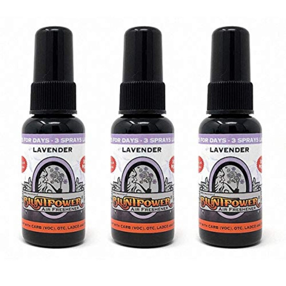 BluntPower (Lavender, 3 Pack) Concentrated Air Freshener - Premium Oil Based Air Freshener Spray For Home and Car - Long-Lasting Bathroom Spray, Car Freshener, & Odor Eliminator Spray