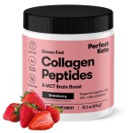 Perfect Keto Collagen Peptides Protein Powder with MCT Oil, Hydrolyzed Collagen, Type I & III Supplement, Gluten Free Grass Fed, Low Carb, Keto Coffee Creamer, Collagen for Women & Men, Strawberry