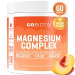 GoBiotix Magnesium Glycinate Powder - Cortisol Supplements for Women and Men - High Absorption Magnesium Complex Calm Supplement with Citrate, Malate - Sugar Free - 420 mg, 60 Servings - Peach Tea