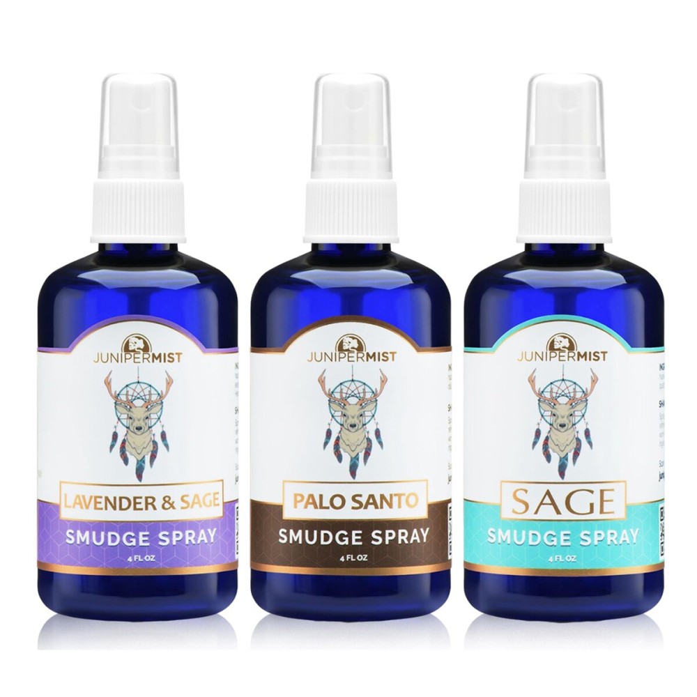 Smudge Spray Gift Set (3x4oz) - Love, Grounding, Cleansing, Awakening - Smudge Spray for Protection - Sage, Palo Santo & Lavender for Smudging - Smokeless Sage Mist - Made in USA