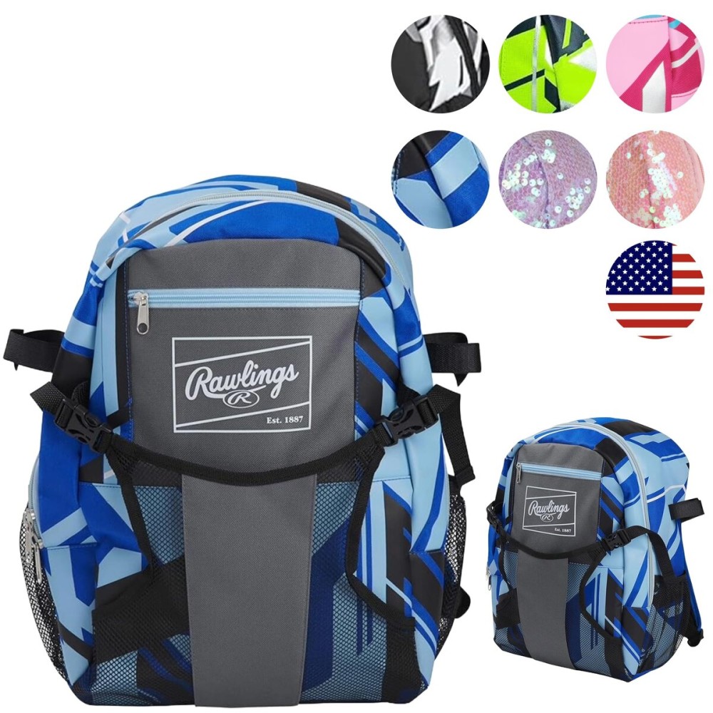 Rawlings | REMIX Backpack Equipment Bag | T-Ball & Youth Baseball / Softball | Royal