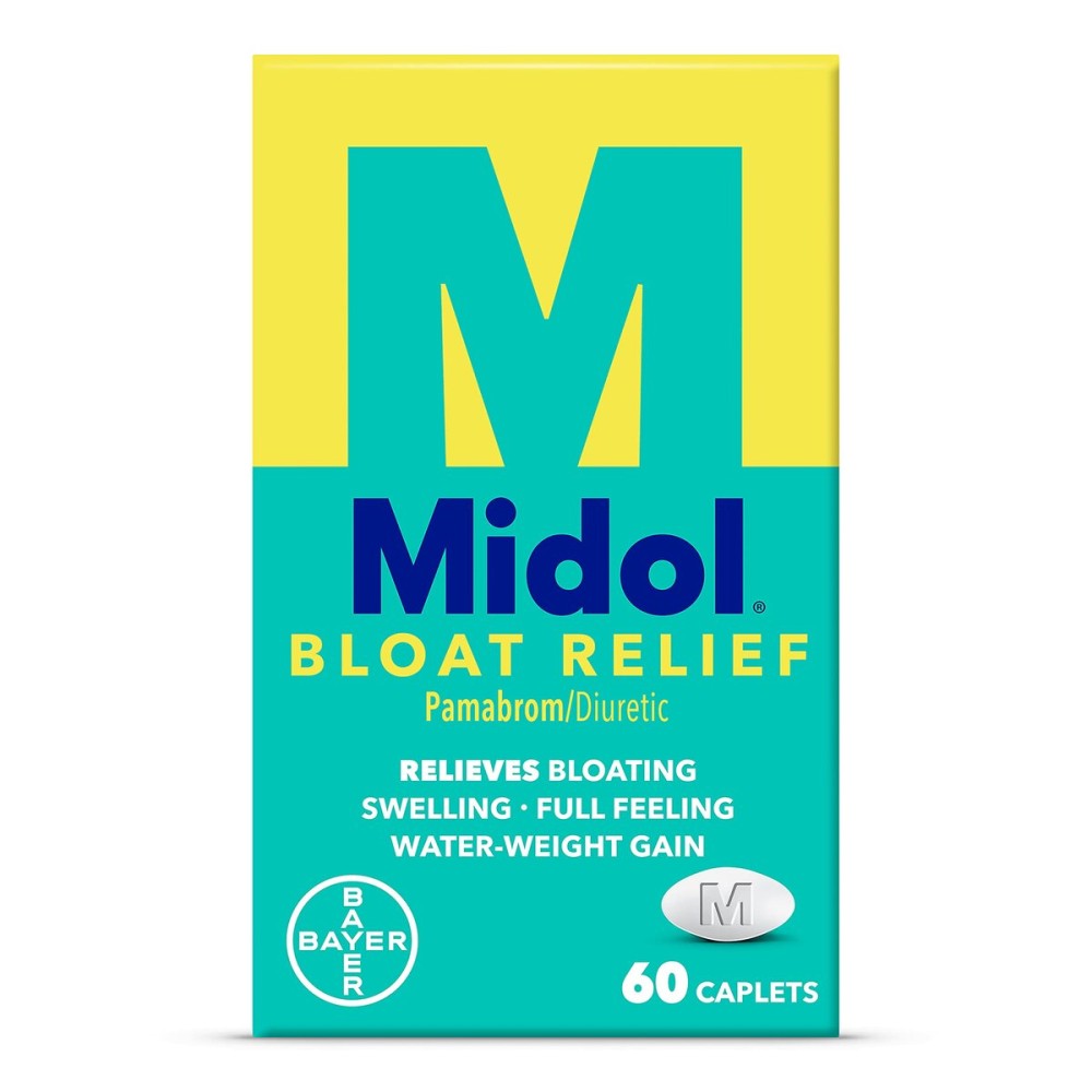 Midol Bloat Relief Caplets with Pamabrom, Relieve Bloating Symptoms Before and During Your Period, Provides Up to 6 Hours of Relief for Women, 60 Count