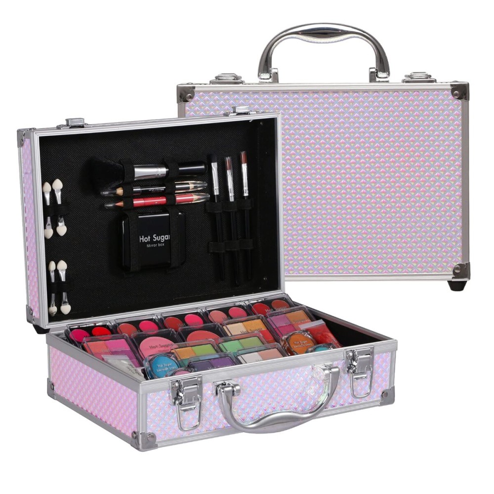 Hot Sugar Makeup Kit for Girls and Women - Full Starter Cosmetics Set with Eye Shadow Palette, Blush, Lip Gloss, Lip & Eye Pencil and Mirror