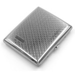 Retro Cigarette Case Victorian Style Metal Holder for Regular, King and 100\'s Size Credit Card Holder Pocket, Large Wavy Pattern RFID Protective Security Wallet (Wav-L100 Silver)