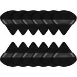 Maitys 12 Pcs Powder Puff Triangle for Face Makeup Cosmetic Loose Powder Puff Velour Soft Body Washable Reusable Foundation Sponge Wet Dry Makeup Tool for Women(Small,Black)