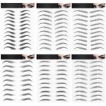 Blulu 6 Sheets 4d Hair-like Waterproof Eyebrow Tattoos Stickers Transfers Temporary Brow Tattoo Peel off Grooming Shaping Sticker in Arch Style, 66 Pairs Black(Lovely Styles)