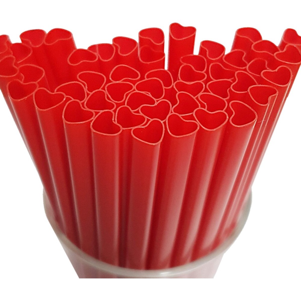 The best MOON 200pcs Heart Shaped Red Straws Disposable Drinking Cute Straw Individually Wrapped plastic red straw Valentines day Cocktail Party Birthday Party Bridal Shower Wedding supplies