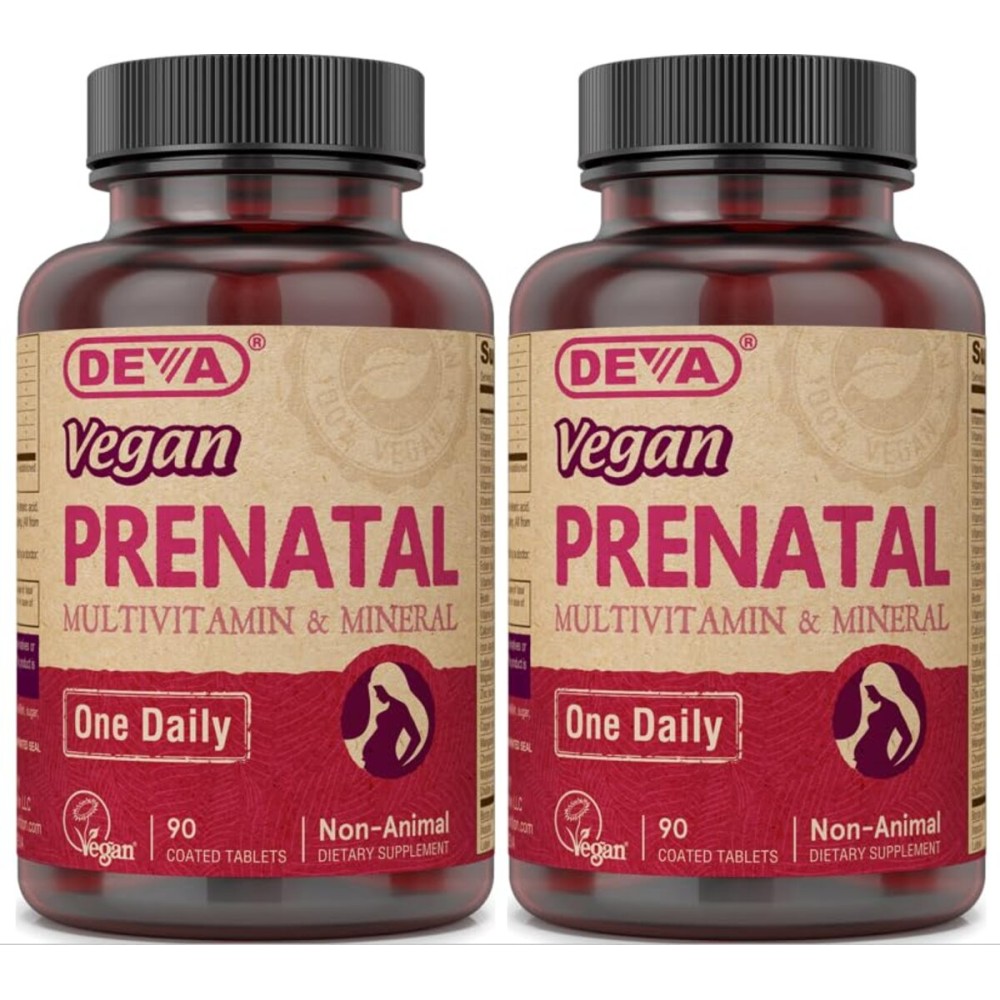 DEVA Vegan Vitamins Prenatal Multivitamin & Mineral - One Daily - 90 Vegetarian Tablets - Pack of 2