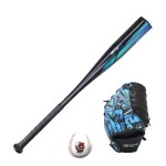 Ortiz34 Homerun Kids Tee Ball Set- David Ortiz 3-in-1 Aluminum Baseball Bat, Baseball, & Youth Baseball Glove Bundle (Made for Youth/Kids) (Blue)