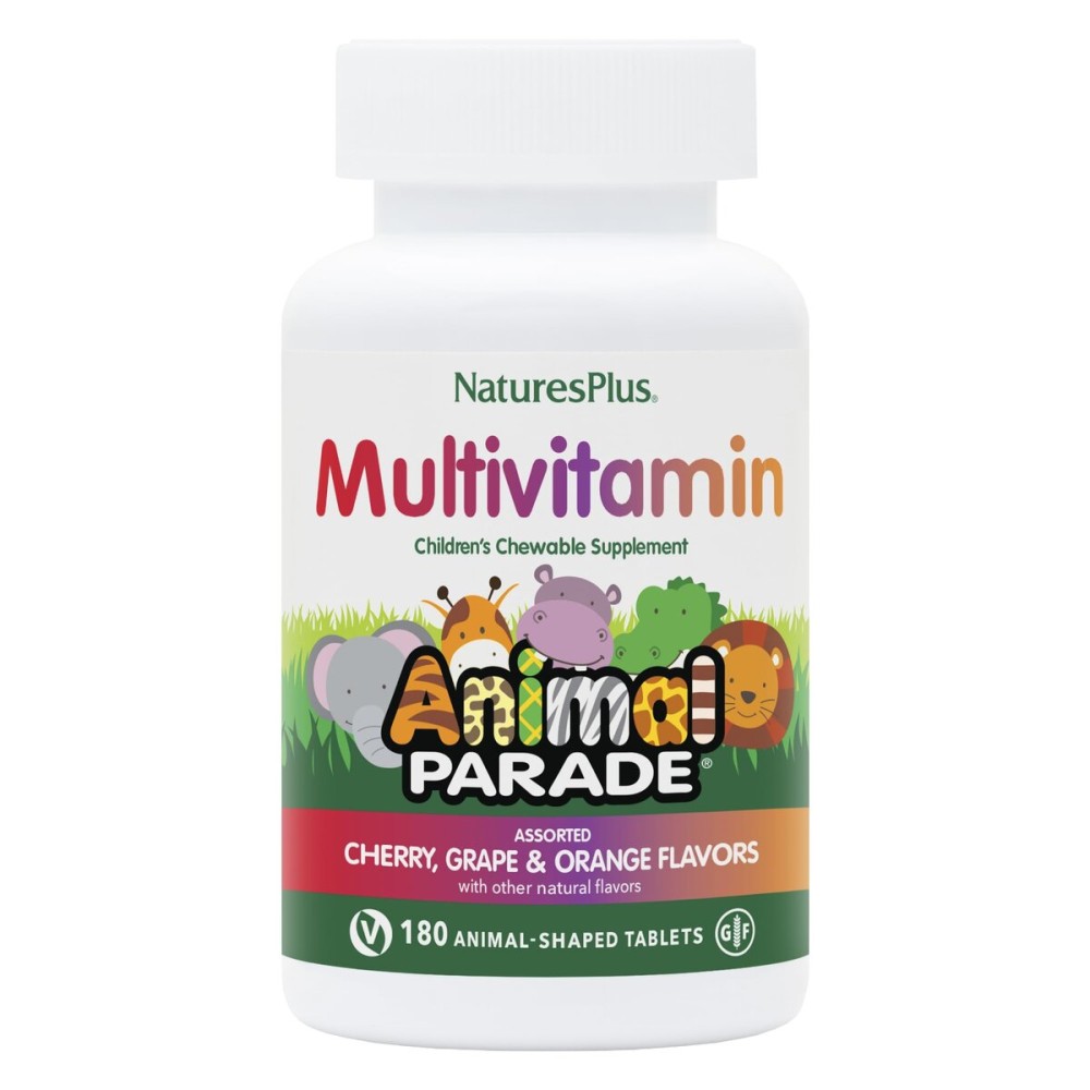 NaturesPlus Animal Parade Children\'s Chewable Multivitamin - 180 Animal-Shaped Tablets, Pack of 3 - Natural Assorted Flavors - Vegan, Gluten Free - 270 Total Servings