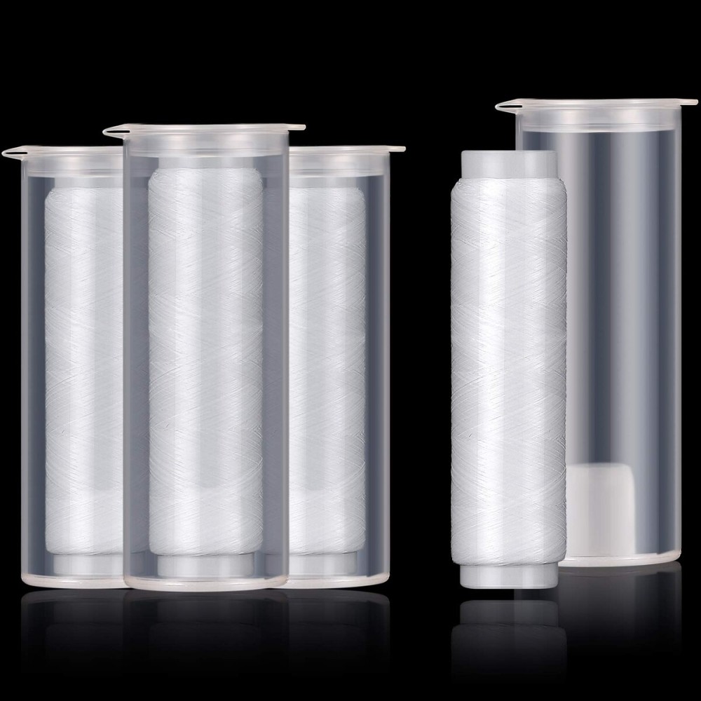 Skylety 2/4/8 Pieces Fishing Thread Nylon Elastic Invisible Magic Fishing Line Bait Thread 0.2 mm Length 656 Feet Per Spool Stretchy Bait String Line Clear Storage Case(4 Pieces)