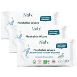 Naty Flushable Toddler & Baby Wet Wipes | Plant-Based, Water-Based for Sensitive Skin | Natural & Unscented Potty Training Wipes | Water-Degradable, Plastic-Free, Fragrance-Free | 168 Count (3 Packs)