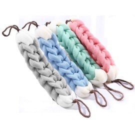 AARainbow 4 Packs Long Stretch Back Sponge with Rope Handles Back Scrubber Body Sponges for Bathing, Bath Shower Mesh Sponge Body Deep Cleaning for Men & Women (Blue+Grey+Green+Pink)