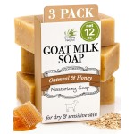 Southern Natural Oatmeal Soap Bar (3 Pack) Unscented Goat Milk Soap Bars With Colloidal Oatmeal & Honey. For Dry, Sensitive Skin. Fragrance Free Cleanser