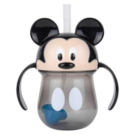 The First Years Disney Mickey Mouse Weighted Straw Cup - Spill Proof Toddler Straw Cups - Transition Sippy Cups - Toddler Feeding Supplies - 7 Oz - Ages 9 Months and Up