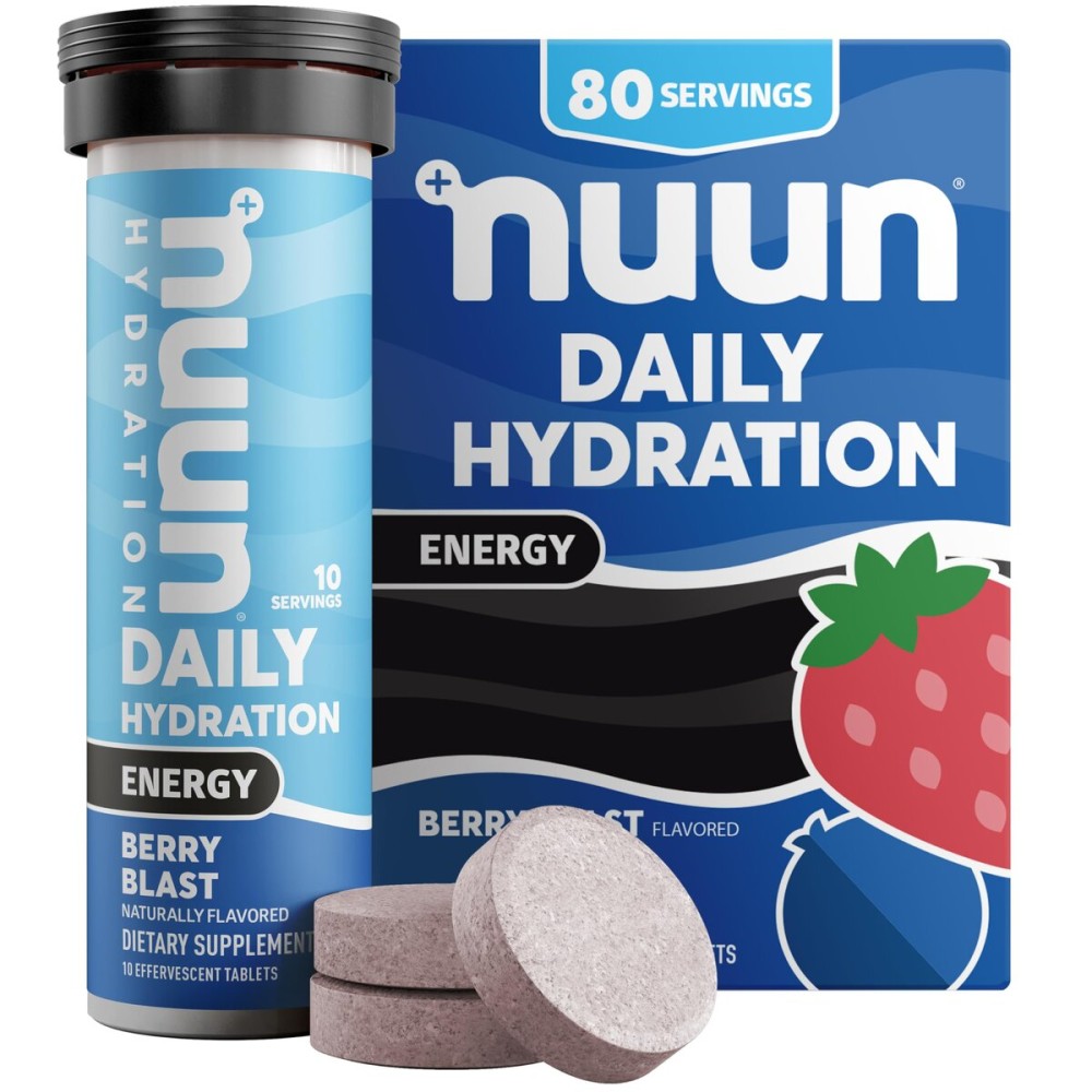 Nuun Energy Electrolyte Tablets with Ginseng, Caffeine from Green Tea Extract, Vitamin B12, B6, B5, Magnesium & 4 Other Electrolytes, Gluten Free & Vegan, Watermelon Burst, 8 Pack (80 Servings Total)