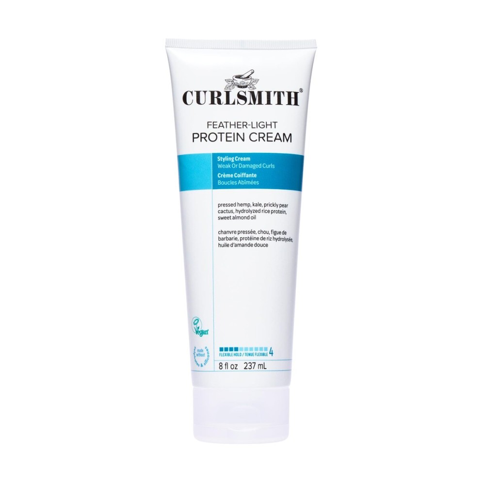 CURLSMITH Feather Light Protein Cream - Flexible Hold Curl Cream, Protein-Rich Styling Cream for Curls, For All Curl Types, Best for Weak and Damaged Curls, Vegan & Cruelty Free (8 oz)